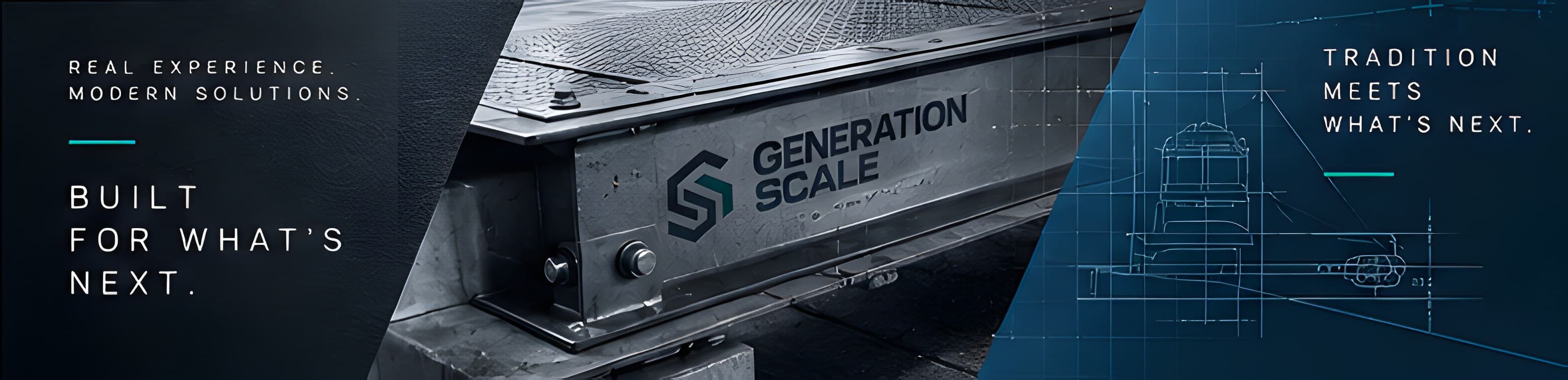 The Generation Scale logo painted on the steel deck of a truck scale